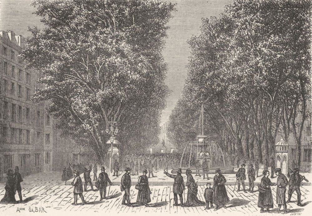 BOUCHES-DU-RHÔNE. Marseille. Le Cours Belsunce 1880 old antique print picture